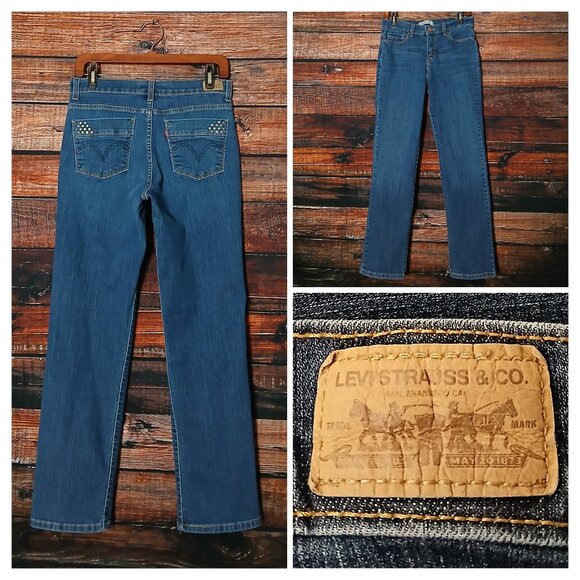 Levis 512 Jeans 8 Short Curvy Perfectly Slimming Straight Blue Denim Stretch - Picture 1 of 8